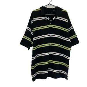 Y2K Polo Shirt Mens 3X Causal Vintage Streetwear Striped Short Sleeves